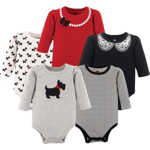 image:imageHudson Baby Basics Infant Girls Cozy Long Sleeve Bodysuits 5PackDapper Doggy