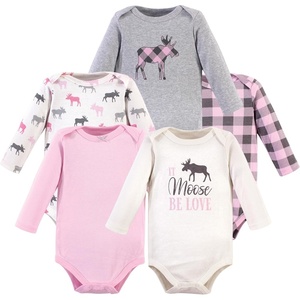 image:imageHudson Baby Basics Infant Girls Cozy Long Sleeve Bodysuits 5PackRosewood Moose