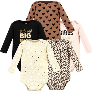 image:imageHudson Baby Basics Infant Girls Cozy Long Sleeve Bodysuits 5PackSweetheart Bloom