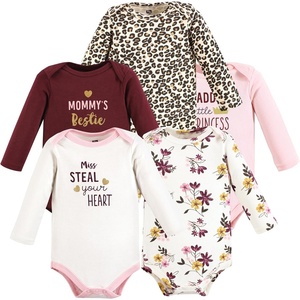 image:imageHudson Baby Basics Infant Girls Cozy Long Sleeve Bodysuits 5PackSweetheart Charm