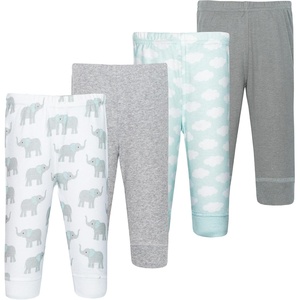 image:imageHudson Baby Basics Unisex Baby Comfy Cotton Pants 4PackMint Elephant Trail