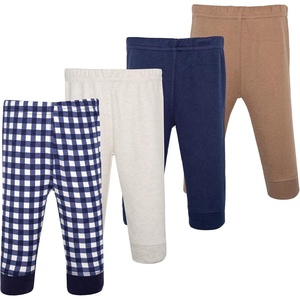 image:imageHudson Baby Basics Unisex Baby Comfy Cotton Pants 4PackOcean Check