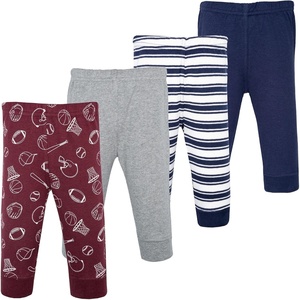 image:imageHudson Baby Basics Unisex Baby Comfy Cotton Pants 4PackTeam Stripe Play