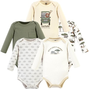 image:imageHudson Baby Basics Unisex Baby Cozy Long Sleeve Bodysuits 5PackJungle Expedition