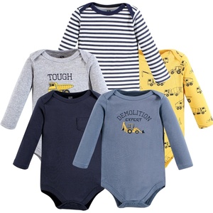 image:imageHudson Baby Basics Infant Boys Cozy Long Sleeve Bodysuits 5PackBusy Builders