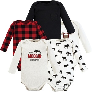image:imageHudson Baby Basics Infant Boys Cozy Long Sleeve Bodysuits 5PackMoosey Winter Fun