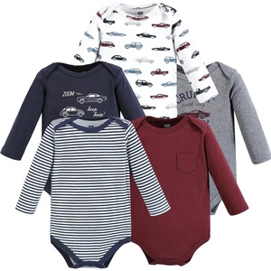 image:imageHudson Baby Basics Infant Boys Cozy Long Sleeve Bodysuits 5PackRoad Trip
