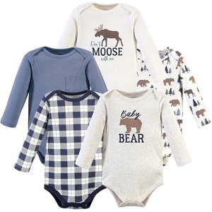 image:imageHudson Baby Basics Infant Boys Cozy Long Sleeve Bodysuits 5PackWoodland Moose