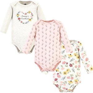 image:imageHudson Baby Basics Infant Girls Essential Long Sleeve Bodysuits 3PackBlushing Petals