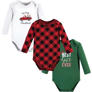 image:imageHudson Baby Basics Infant Girls Essential Long Sleeve Bodysuits 3PackHoliday Cheer