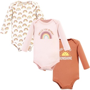 image:imageHudson Baby Basics Infant Girls Essential Long Sleeve Bodysuits 3PackJoyful Skies