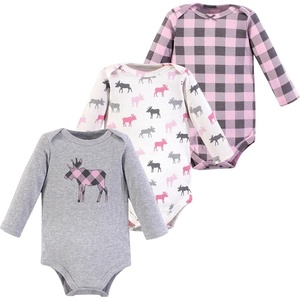 image:imageHudson Baby Basics Infant Girls Essential Long Sleeve Bodysuits 3PackRose Deer