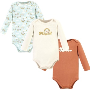 image:imageHudson Baby Basics Infant Girls Essential Long Sleeve Bodysuits 3PackWhimsical Rainbow