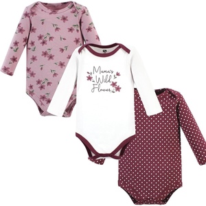 image:imageHudson Baby Basics Infant Girls Essential Long Sleeve Bodysuits 3PackWild Berry Bloom