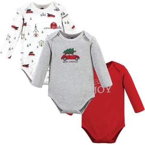 image:imageHudson Baby Basics Unisex Baby Essential Long Sleeve Bodysuits 3PackFestive Season