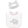 image:imageHudson Baby Unisex Baby Cotton Bib and Headband SetPink Gray Elephant