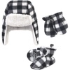 image:imageHudson Baby Baby Hudson Baby Unisex Baby Trapper Hat Mitten and Bootie SetBlack White Plaid
