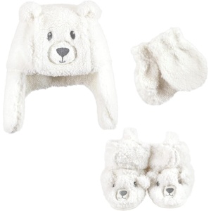 image:imageHudson Baby Baby Hudson Baby Unisex Baby Trapper Hat Mitten and Bootie SetCream Bear