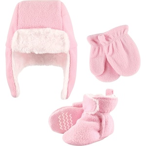 image:imageHudson Baby Baby Hudson Baby Unisex Baby Trapper Hat Mitten and Bootie SetLight Pink