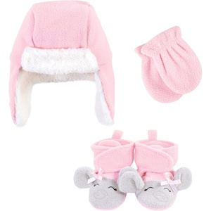 image:imageHudson Baby Baby Hudson Baby Unisex Baby Trapper Hat Mitten and Bootie SetPink Gray Elephant
