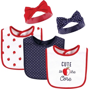 image:imageHudson Baby Unisex Baby Cotton Bib and Headband SetApple