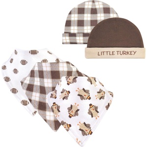 image:imageHudson Baby Unisex Baby Cotton Bib and Headband SetBoy Turkey
