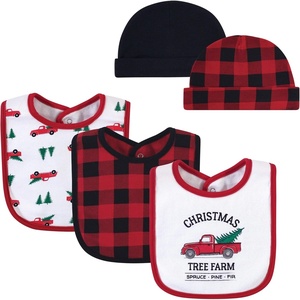 image:imageHudson Baby Unisex Baby Cotton Bib and Headband SetChristmas Tree Farm