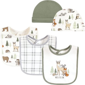 image:imageHudson Baby Unisex Baby Cotton Bib and Headband SetForest Animals