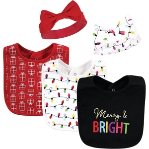 image:imageHudson Baby Unisex Baby Cotton Bib and Headband SetMerry and Bright