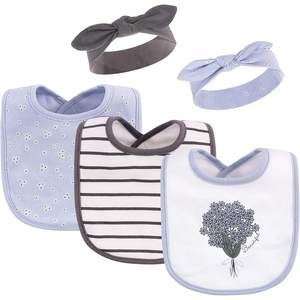 image:imageHudson Baby Unisex Baby Cotton Bib and Headband SetPeriwinkle