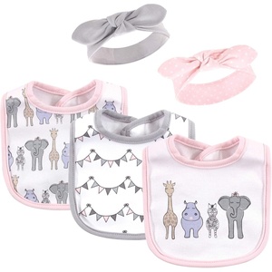 image:imageHudson Baby Unisex Baby Cotton Bib and Headband SetPink Safari