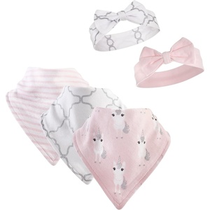image:imageHudson Baby Unisex Baby Cotton Bib and Headband SetPink Unicorn