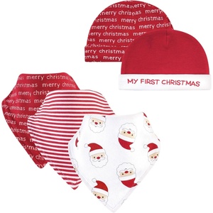image:imageHudson Baby Unisex Baby Cotton Bib and Headband SetSanta