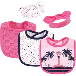 image:imageHudson Baby Unisex Baby Cotton Bib and Headband SetTropical Flamingo