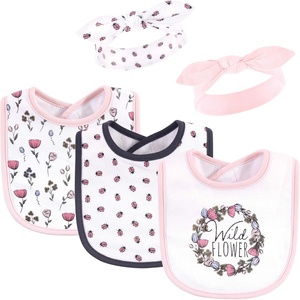 image:imageHudson Baby Unisex Baby Cotton Bib and Headband SetWild Flower
