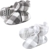 image:imageHudson Baby Baby Animal Fleece Booties 2packCharcoal Gray White Plaid