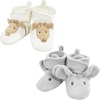 image:imageHudson Baby Baby Animal Fleece Booties 2packGray Elephant Giraffe
