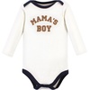 image:imageHudson Baby Unisex Baby Cotton Bodysuit and Pant Set Bonita Long Sleeve 1218 MonthsBrown Navy Mamas Boy Longsleeve
