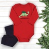 image:imageHudson Baby Unisex Baby Cotton Bodysuit and Pant Set Bonita Long Sleeve 1218 MonthsChristmasaurus