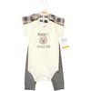 image:imageHudson Baby Unisex Baby Cotton Bodysuit and Pant Set Bonita Long Sleeve 1218 MonthsSnuggle Bear Short Sleeve