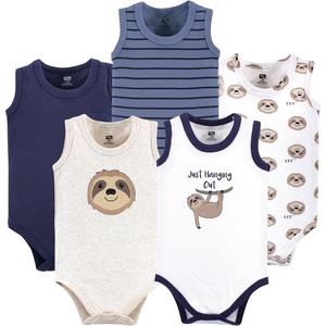 image:imageHudson Baby Basics Unisex Baby 5Pack Sleeveless Baby BodysuitsLazy Sloth