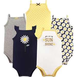image:imageHudson Baby Basics Unisex Baby 5Pack Sleeveless Baby BodysuitsPetal Blue