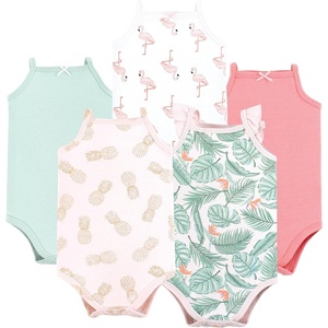 image:imageHudson Baby Basics Unisex Baby 5Pack Sleeveless Baby BodysuitsTropical Flamingo