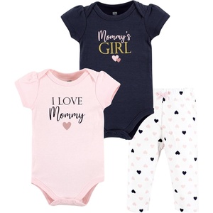 image:imageHudson Baby Unisex Baby Cotton Bodysuit and Pant Set Bonita Long Sleeve 1218 MonthsGirl Mommy Pink Navy