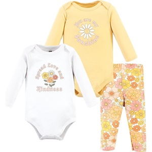 image:imageHudson Baby Unisex Baby Cotton Bodysuit and Pant Set Bonita Long Sleeve 1218 MonthsPeace Love Flowers Long Sleeve