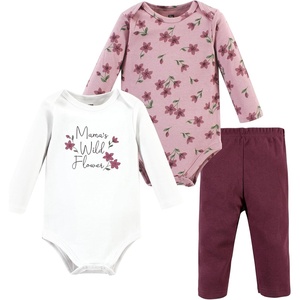 image:imageHudson Baby Unisex Baby Cotton Bodysuit and Pant Set Bonita Long Sleeve 1218 MonthsPlum Wildflower Long Sleeve