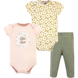 image:imageHudson Baby Unisex Baby Cotton Bodysuit and Pant Set Bonita Long Sleeve 1218 MonthsSage Floral Wreath