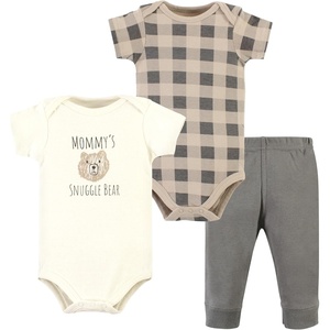 image:imageHudson Baby Unisex Baby Cotton Bodysuit and Pant Set Bonita Long Sleeve 1218 MonthsSnuggle Bear Short Sleeve