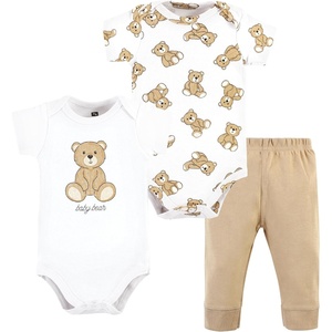image:imageHudson Baby Unisex Baby Cotton Bodysuit and Pant Set Bonita Long Sleeve 1218 MonthsTeddy Bears Short Sleeve