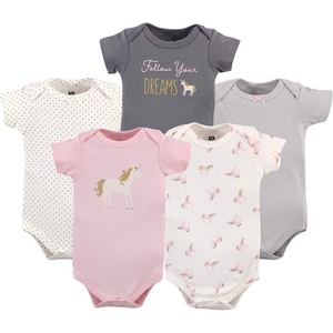 image:imageHudson Baby Unisex Baby Cotton Bodysuits 5 PieceGold Unicorn